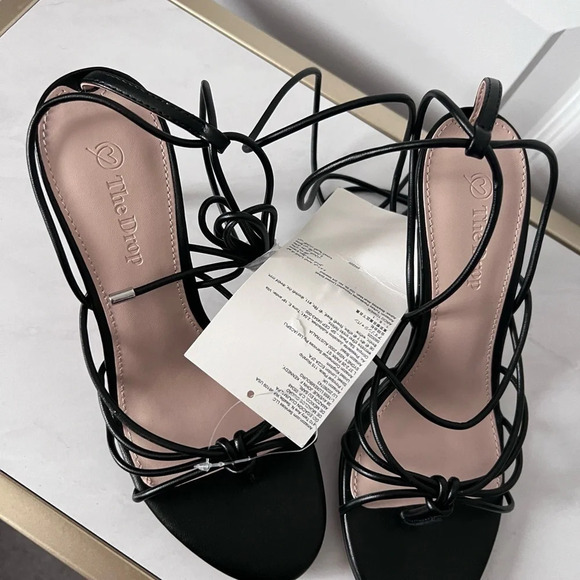 NWT | The Drop  | Archie Lace-Up Strappy Open Toe Heel Black | Sz 6.5 [257] - Picture 2 of 5